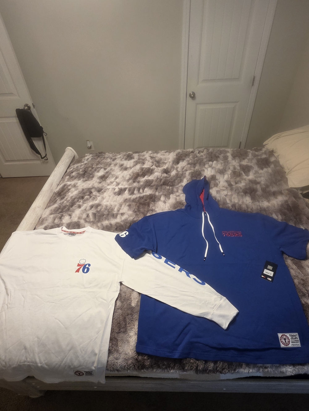 Tommy Hilfiger Blue Hoodie with White Long Sleeve Tee